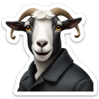 Goat in puffy black coat driving Audi RS6 sticker