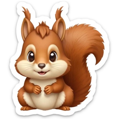 cinematic-cute-squirrel-portrait-emoji,-head-tilted-playfully-and-inquisitively,-featuring-a-fluffy,-vibrant-auburn-fur-with-a-delicate-cream-belly-and-a-bushy-tail,-round,-sparkling-eyes-filled-with-curious-mischief, sticker