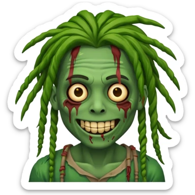 Make a image of a zombie with dreads make it like a emoticon not as scary sticker