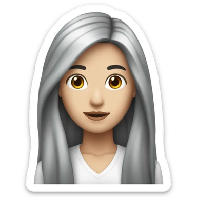 White woman with black long hair with one streak of grey  sticker