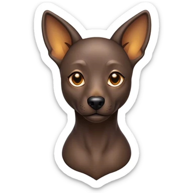 Cinematic Noble Xoloitzcuintle dog Portrait Emoji, Poised and regal, with a sleek, muscular build and smooth, hairless ebony skin accented by subtle wrinkles, deep-set soulful dark eyes, Simplified yet sharp and sophisticated features, highly detailed, glowing with a soft, dignified glow, high shine, intelligent and loyal, stylized with an air of ancient grace, focused and attentive, soft glowing outline, capturing the essence of a watchful and confident guardian, so majestic it feels as though it could stride out of the screen with effortless authority! sticker