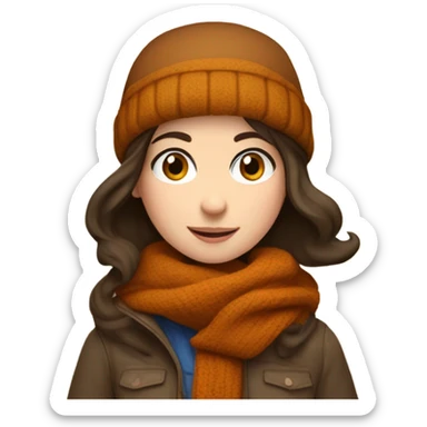 Brunette girl blue eyes cozy autumn vibe sticker