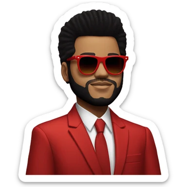 The weeknd in red suit with sunglasses  sticker