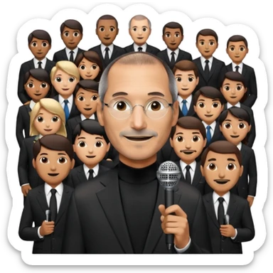 create a founder mode emoji like steve jobs having a 100 executive retreat

 sticker