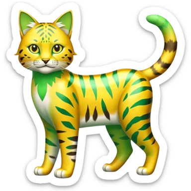 Shiny Tropical Exotic Green and Yellow Electrike-Sprigatito-Bobcat-Amaura-Aurorus-Shiny-glorp-cat-fusion (full body) sticker