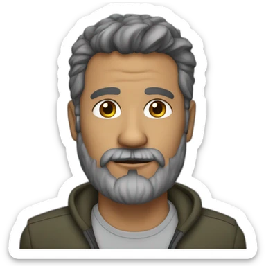 55 year old male with olive skin and dark hair and dark scruffy beard sticker