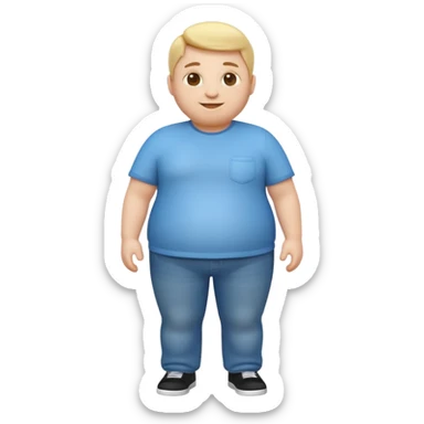 A 3D emoji in iOS emoji aesthetic style of a chubby full-body person standing upright, with round belly, soft features, and a cheerful smile. Glossy texture, bright lighting, minimal white background, friendly and expressive design. sticker