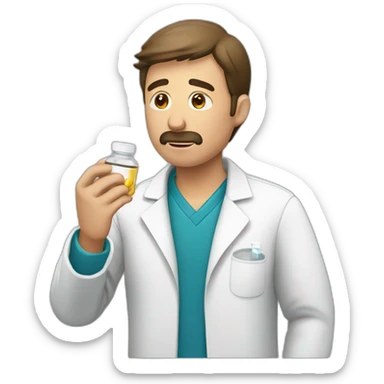 A man taking medicine sticker