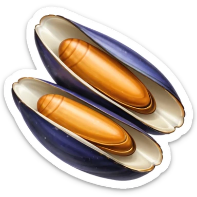 simple cartoon emoji of 3 open mussels sticker