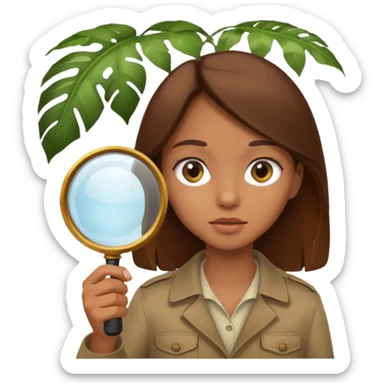 a girl with jungle and magnifying glass sticker