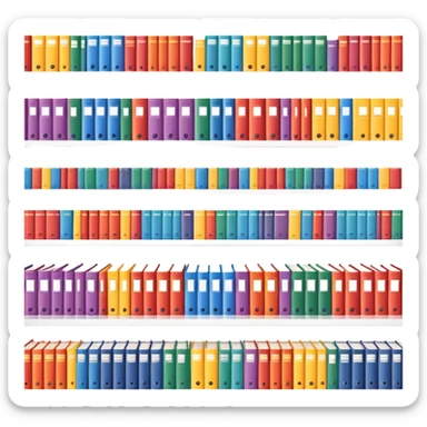 zoomed-in rows of colorful books on a shelf sticker