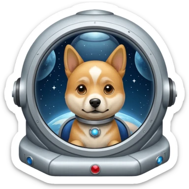 perro rubio sentado de nave espacial sticker