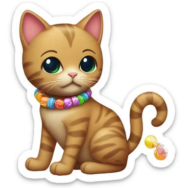 cat with a lot of candy bracelets sticker