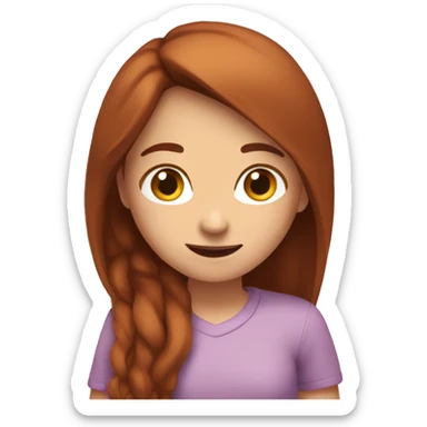 A girl with long chestnut hair shows with hand love 🫶🏻 like this sticker