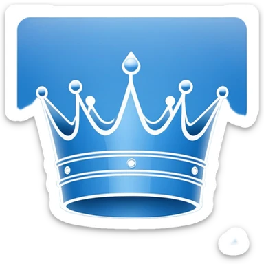 side view of a plain blue blueprint plan with a simple sketch of a crown in white lines sticker