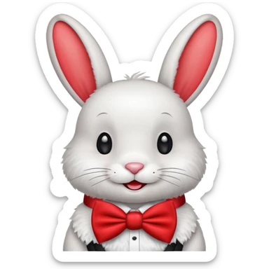Cartoon rabbit with oversized bow tie sticker