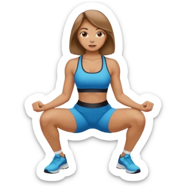 Beautiful woman with light brown shoulder length hair popping a squat without any weights sticker
