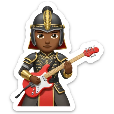 Very dangerous Thai samurai with amor typical Thai which plays e guitar and has a typical Thai helmet on.  sticker