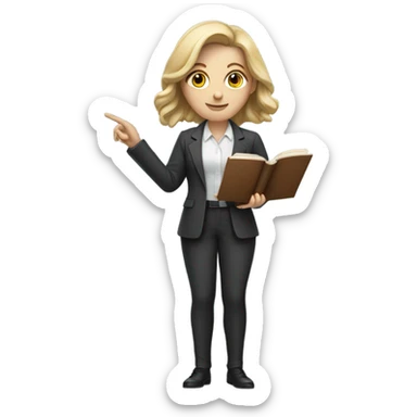 white Teacher woman with a book and a pointer  sticker