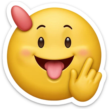 yellow tounge out emoji with pinching hand on the right side sticker