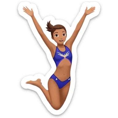 A young person leaps boldly into a sparkling pool named “Confidence,” arms wide, surrounded by skilled divers mid-air. Though less experienced, their fearless energy shines, symbolizing the courage to grow alongside greatness. sticker