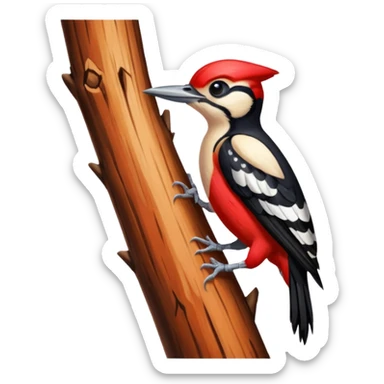 A colorful woodpecker tapping on a tall tree. sticker