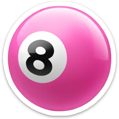 pink 8 ball, with one 8 symbol sticker