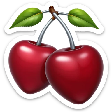 A pair of cherries emoji made of liquid silver chrome, smooth rounded shapes, glossy metallic surface, subtle sensual vibe, luxury sexy aesthetic, iOS emoji style, centered, clean white background sticker
