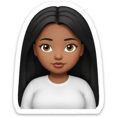 fat dark pretty bratz girl with black straight hair and white full sleeve sticker