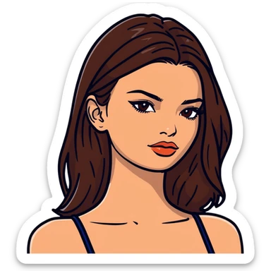 Emily Ratajkowski, beautiful fashion model with brown eyes, long brown hair, defined cheekbones sticker