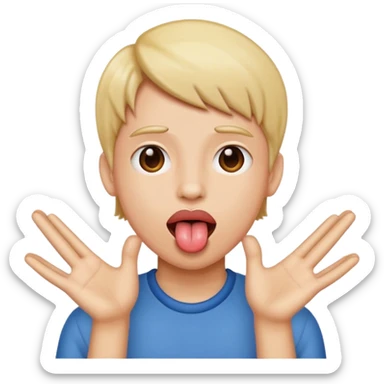 tounge out with hands to the side  sticker