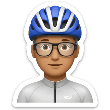 man wearing cycling helmet and glasses sticker