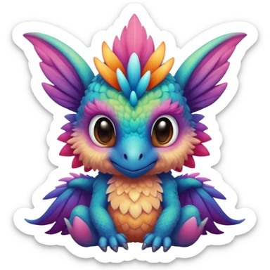 P moe meow meow cute randomly colored tropical gradients-colored fuzzy realistic Randomly-faerie-drake exotic Fakémon-creature sticker
