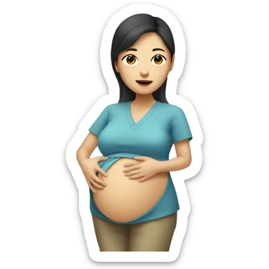 Pregnant Asian woman in the hospital sticker