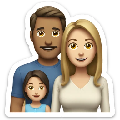 modern family with brunette father, blonde mother, brunette daughter, brunette daughter, brunette son sticker