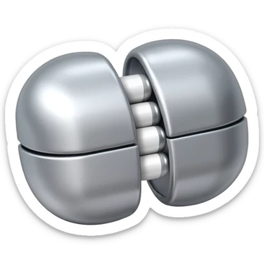 capsule pill emoji, metallic silver halves, smooth glossy finish, futuristic pharmaceutical 3D icon, isolated on white sticker