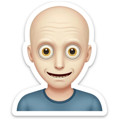 Paranoid insomniac man with creepy smile and wide eyes no background sticker