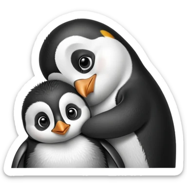 Pingouin hugging a baby pingouin  sticker