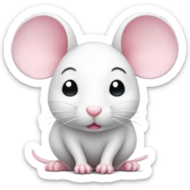 White Mouse very cute only face with a big pastelpink bow on its head sticker