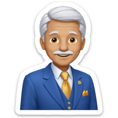 i need an image of a old man named clyde who provides basic credit reports. wears a blue blazer with gold button and open necked white shirt  sticker