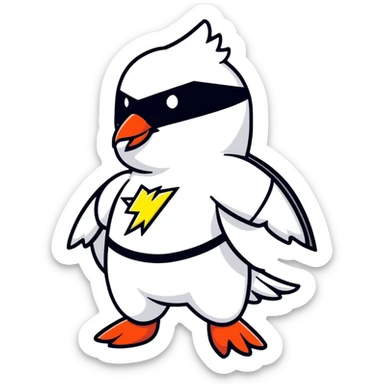 white pigeon in Flash superhero suit sticker