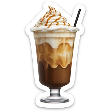 Iced coffee with whipped cream and caramel drizzle sticker