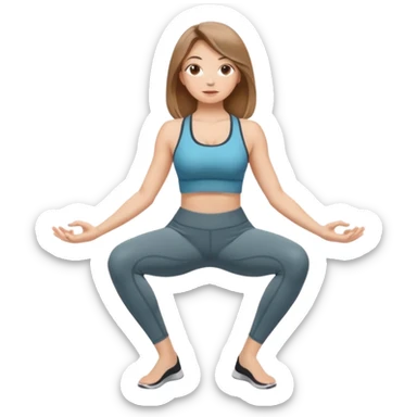 Beautiful woman with light brown shoulder length hair popping a squat without any weights sticker