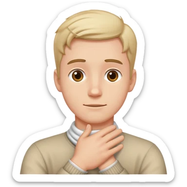 guy crossing hand and holding around his neck sticker