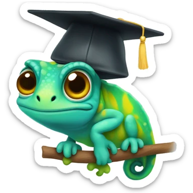 cuty chameleon with mortarboard sticker
