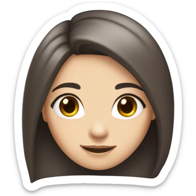 girl with dark brown hair smiling and white skin and small hazel eyes and long eyelashes sticker