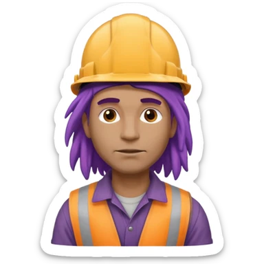 construction worker heavy dreadlocked purple haired man  sticker