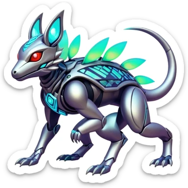  exotic tropical iridescent cyber-Protogen-Fakémon-Pokémon-Vernid-creature sticker