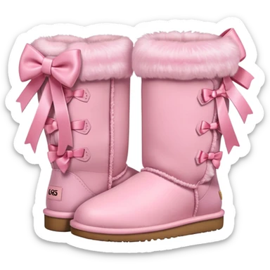 realistic pastel pink uggs with bows on the back sticker