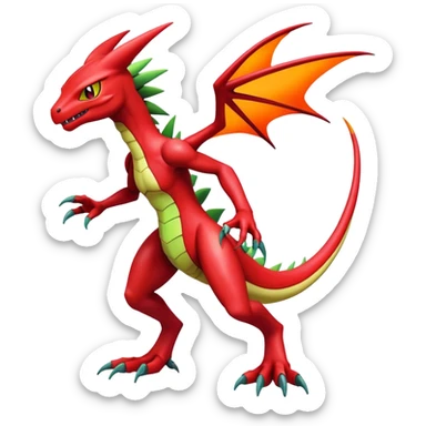  Cool Edgy Shiny Futuristic Ethereal Legendary Scizor-Charmeleon-Digimon-Schyther-Flygon-hybrid full body sticker